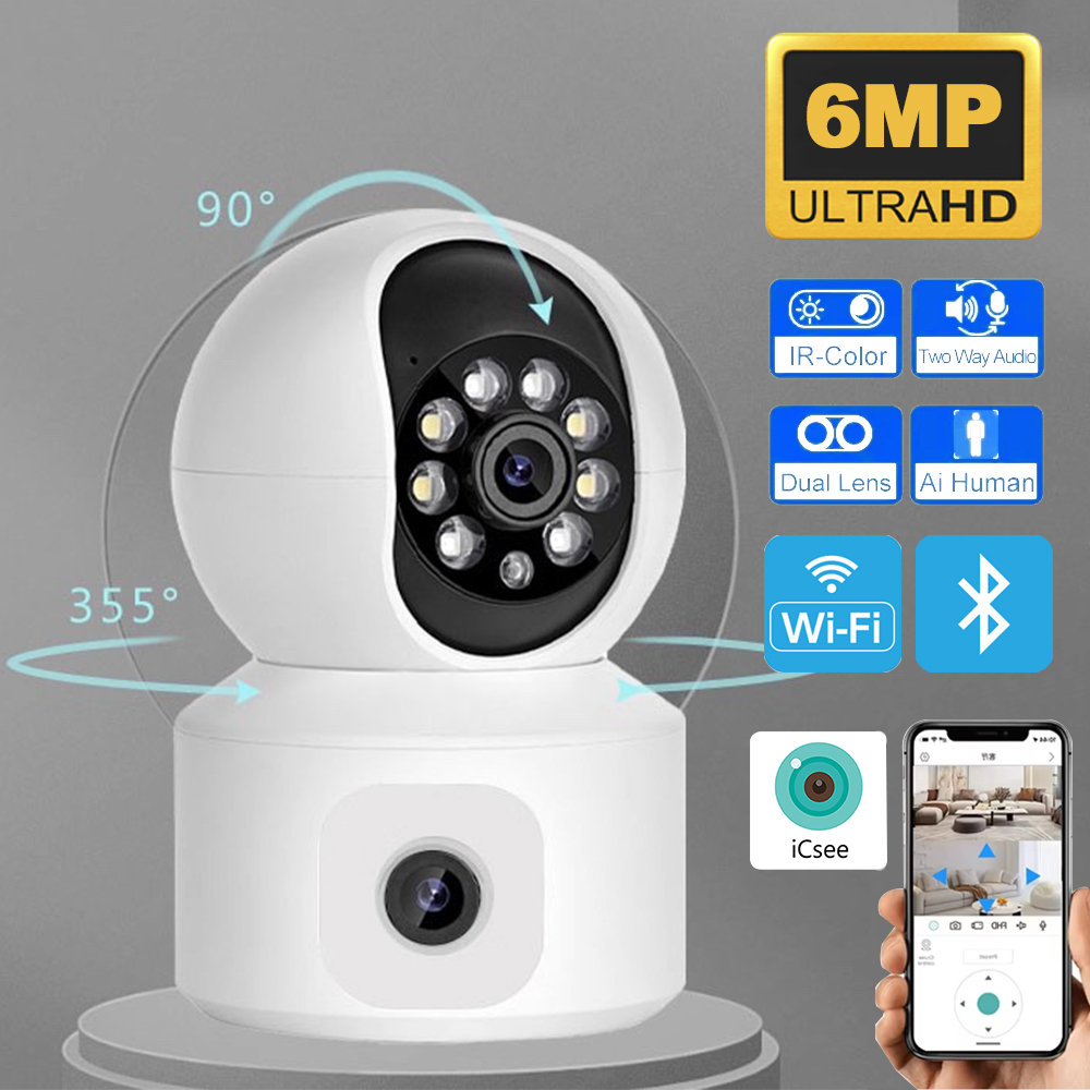 6MP ICSEE WiFi IP Camera Dual  - Smart Home Battery Camera Ezviz ulasan dan harga