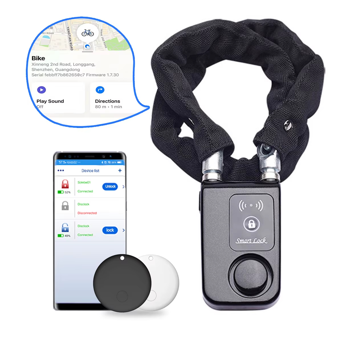 110dB Alarm Bike Chain Lock wi - Smart Home Hub Apple ulasan dan harga