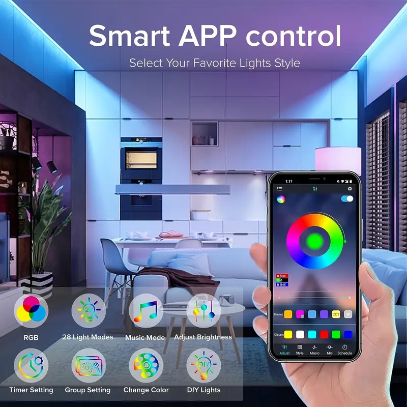 Smart Led Strip Lights Music S - Smart Home Llm ulasan dan harga