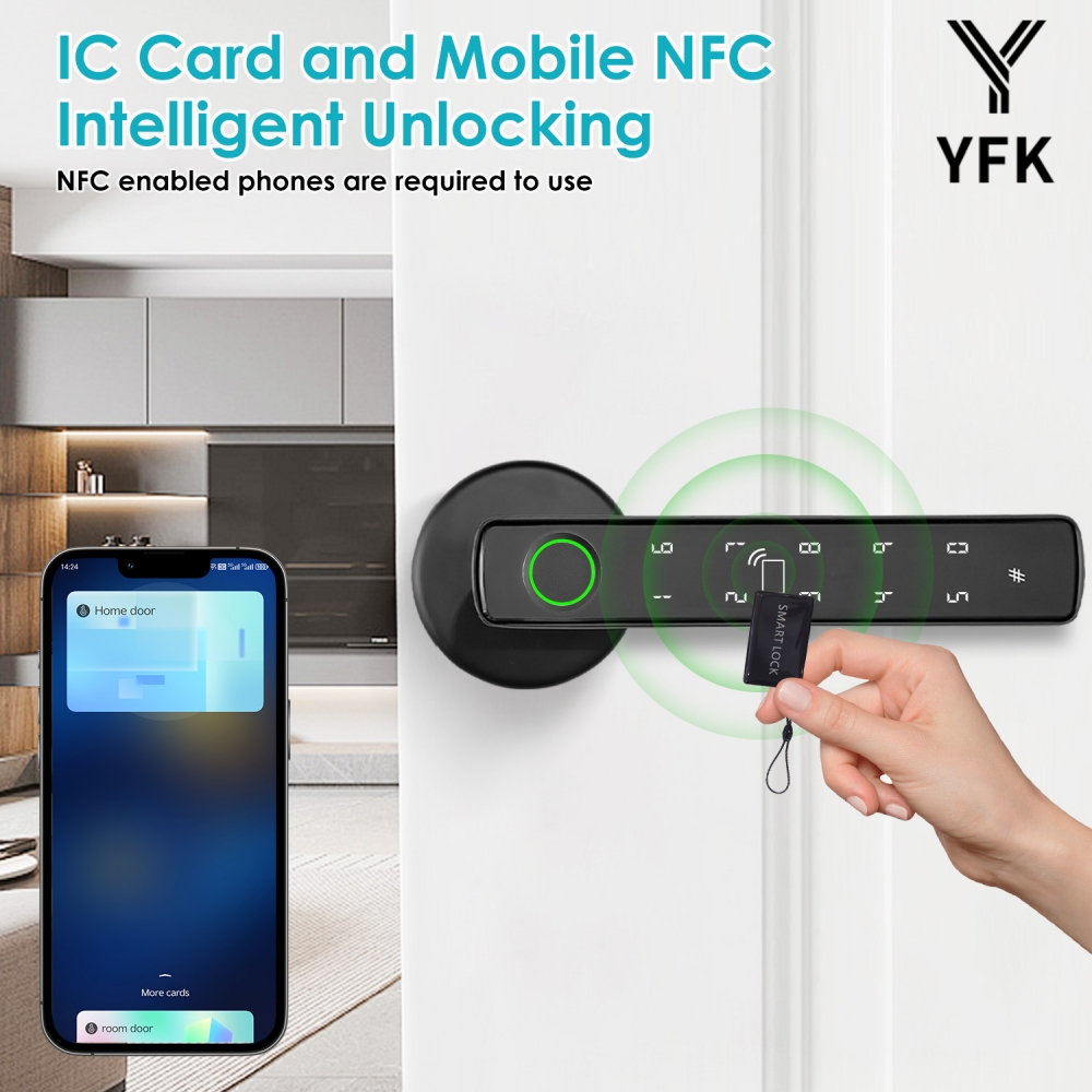 YFK Tuya 5-in-1 Smart Door Han - Smart Home Green ulasan dan harga