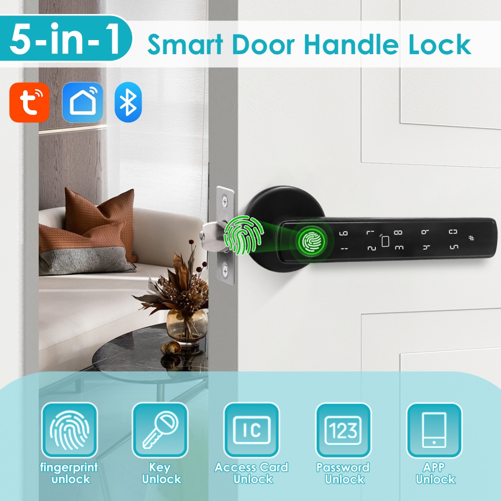 YFK Tuya 5-in-1 Smart Door Han - Smart Home Green ulasan dan harga
